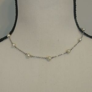 Ralph Lauren pearl and silver tone necklace with 8" drop plus matching bracelet